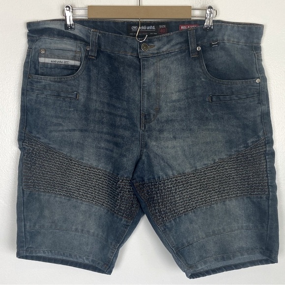 Ecko Untld Y2K Men's Denim Shorts Size 40 Relaxed Fit Color Blue Mid Wash - Picture 1 of 11